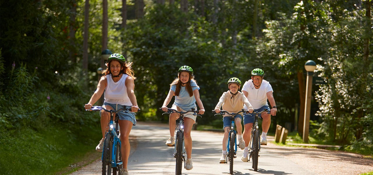 A family styling through the forest