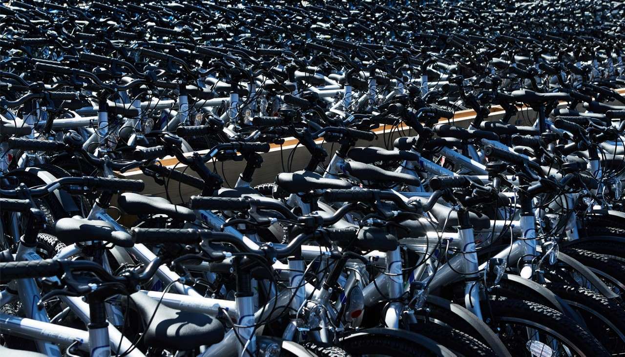 Cycle Centre bikes lined up ready for guests