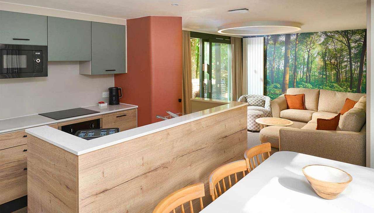 Open plan kitchen area.