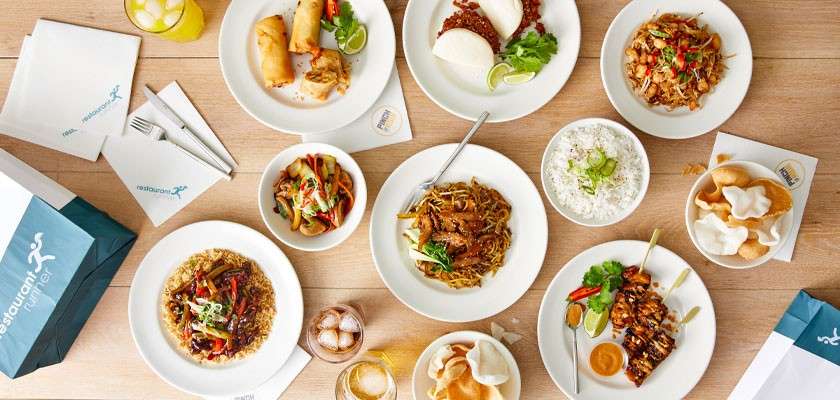 Different types of food laid out on a table