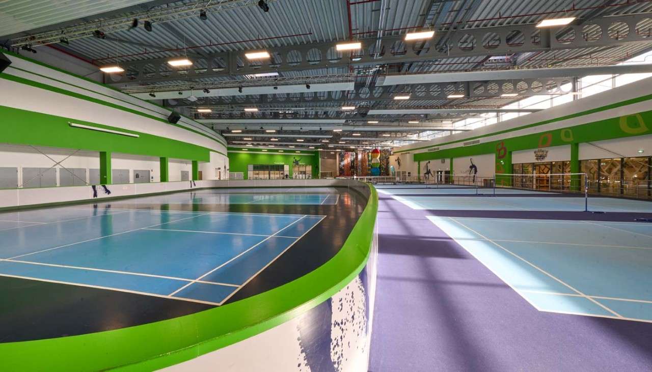 Inside the Sports Plaza with Badminton and Short Tennis courts
