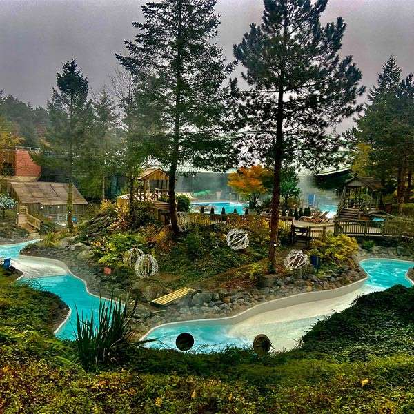 The rapids at Longleat Forest Subtropical Swimming Paradise on a winter's day