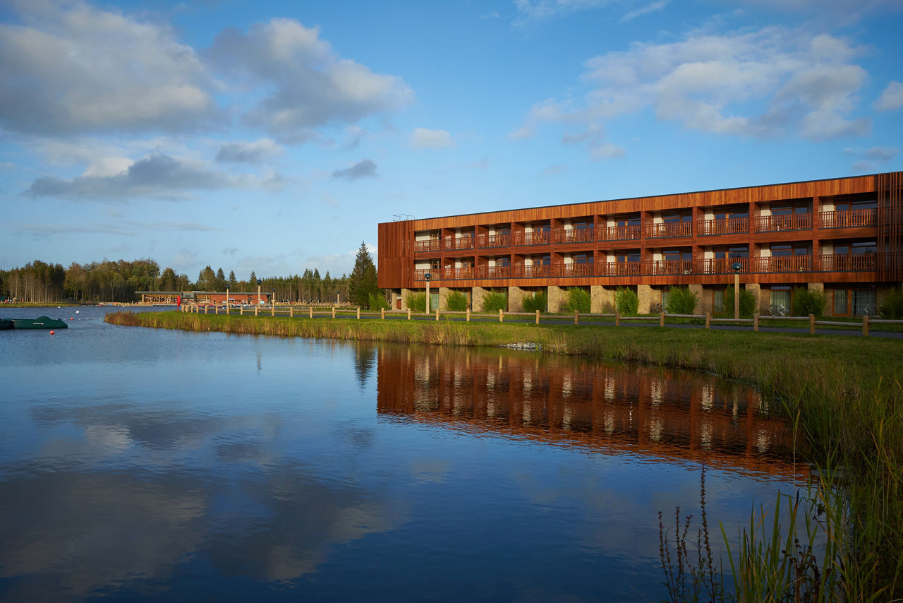 Lakeside apartments at Longford Forest beside the lake.